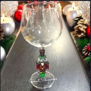 2pc Nieman Marcus Style Christmas NUTCRACKER Suite Sugar Plum Wine Glasses New